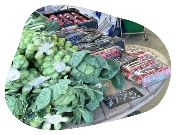 fresh and loose vegetables at the farm shop