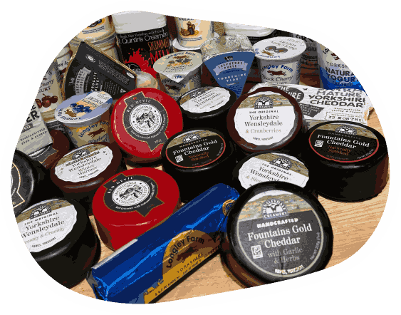 artisan cheeses at the farm shop