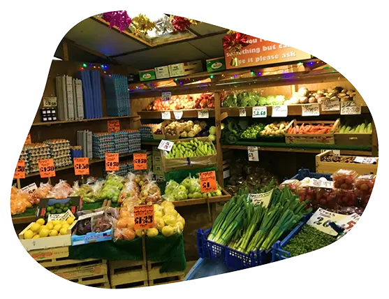 Vegetables on sale at The Farm Shop